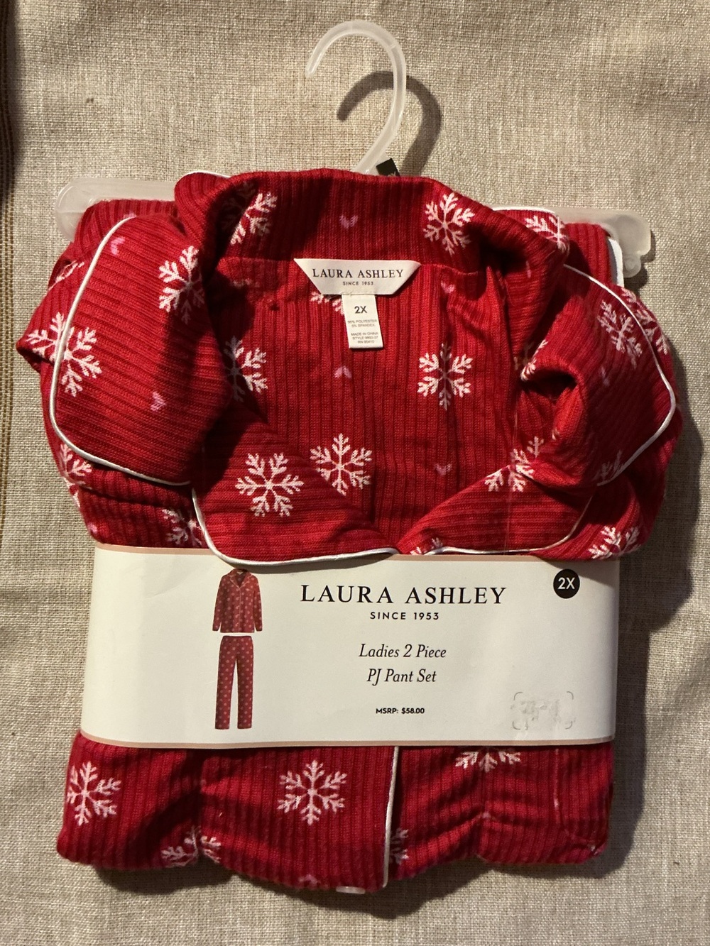 Laura Ashley Red Snowflake Two-Piece Pajama Set